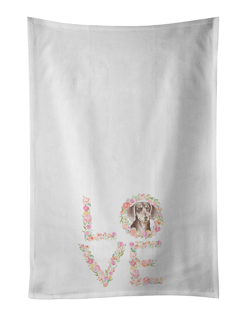 Buy this Dachshund Chocolate LOVE White Kitchen Towel Set of 2