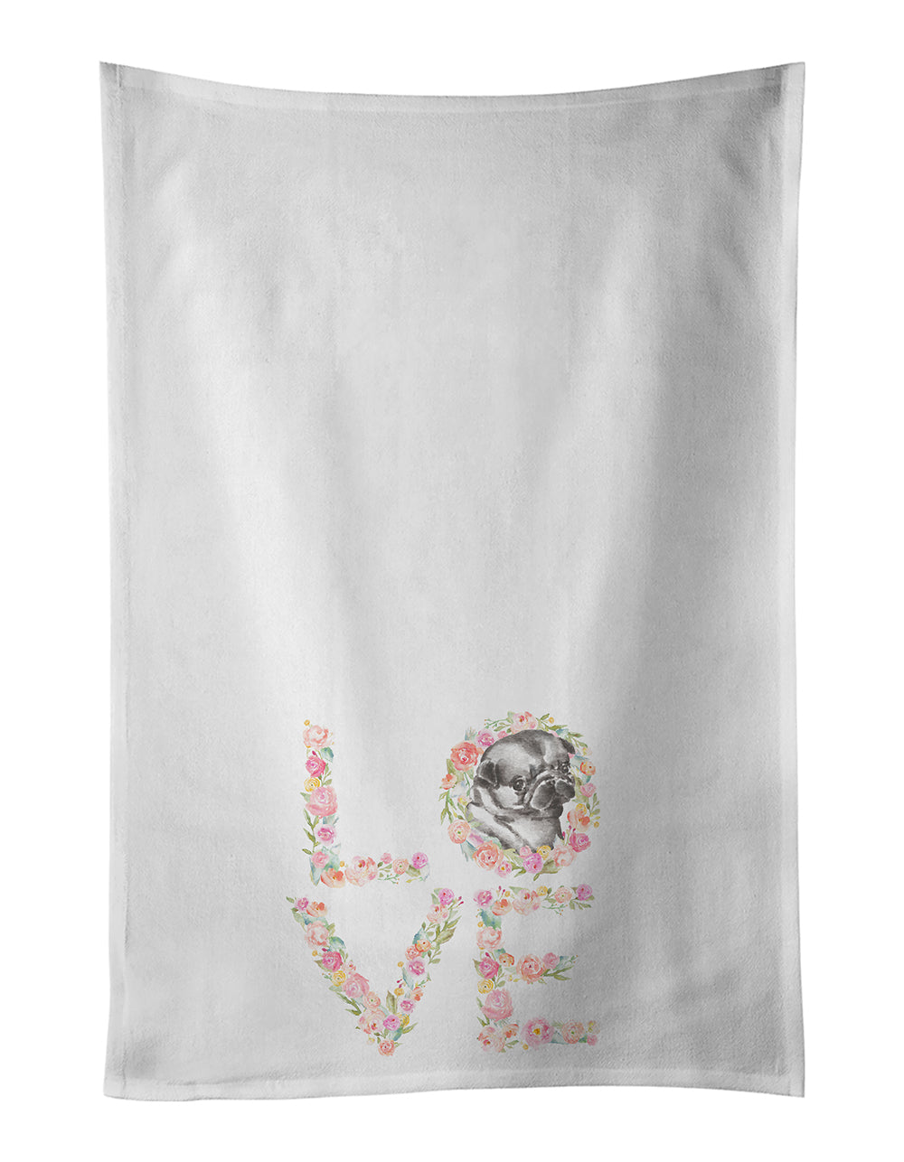 Buy this Pug #2 LOVE White Kitchen Towel Set of 2