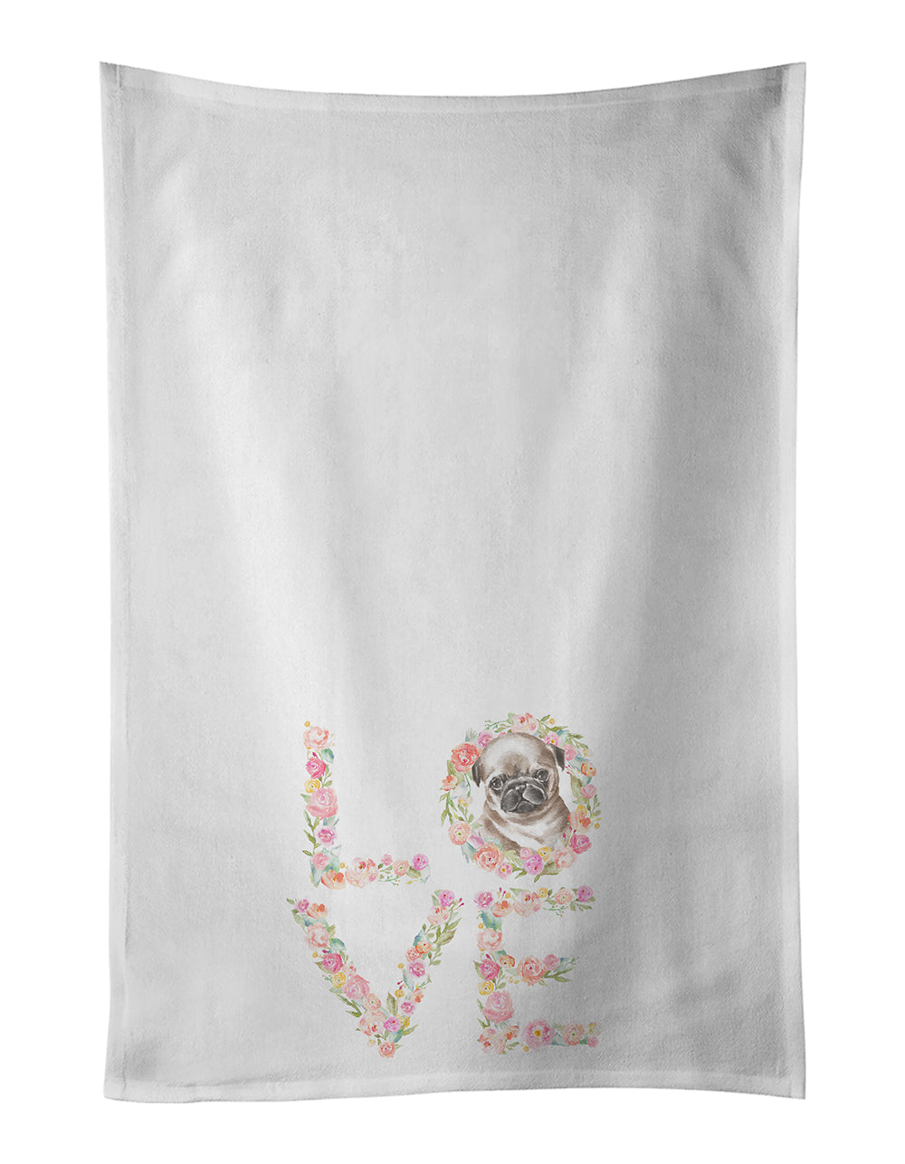 Buy this Pug #3 LOVE White Kitchen Towel Set of 2