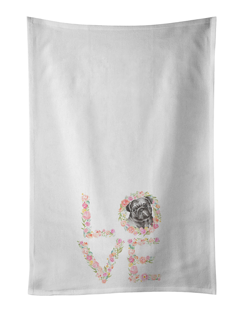 Buy this Pug #4 LOVE White Kitchen Towel Set of 2