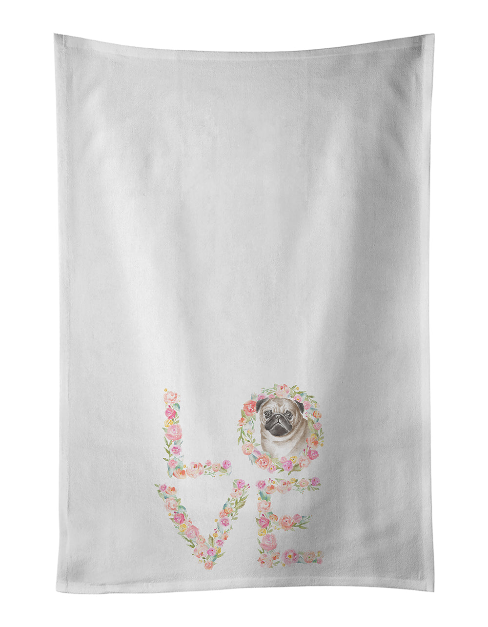 Buy this Pug #6 LOVE White Kitchen Towel Set of 2