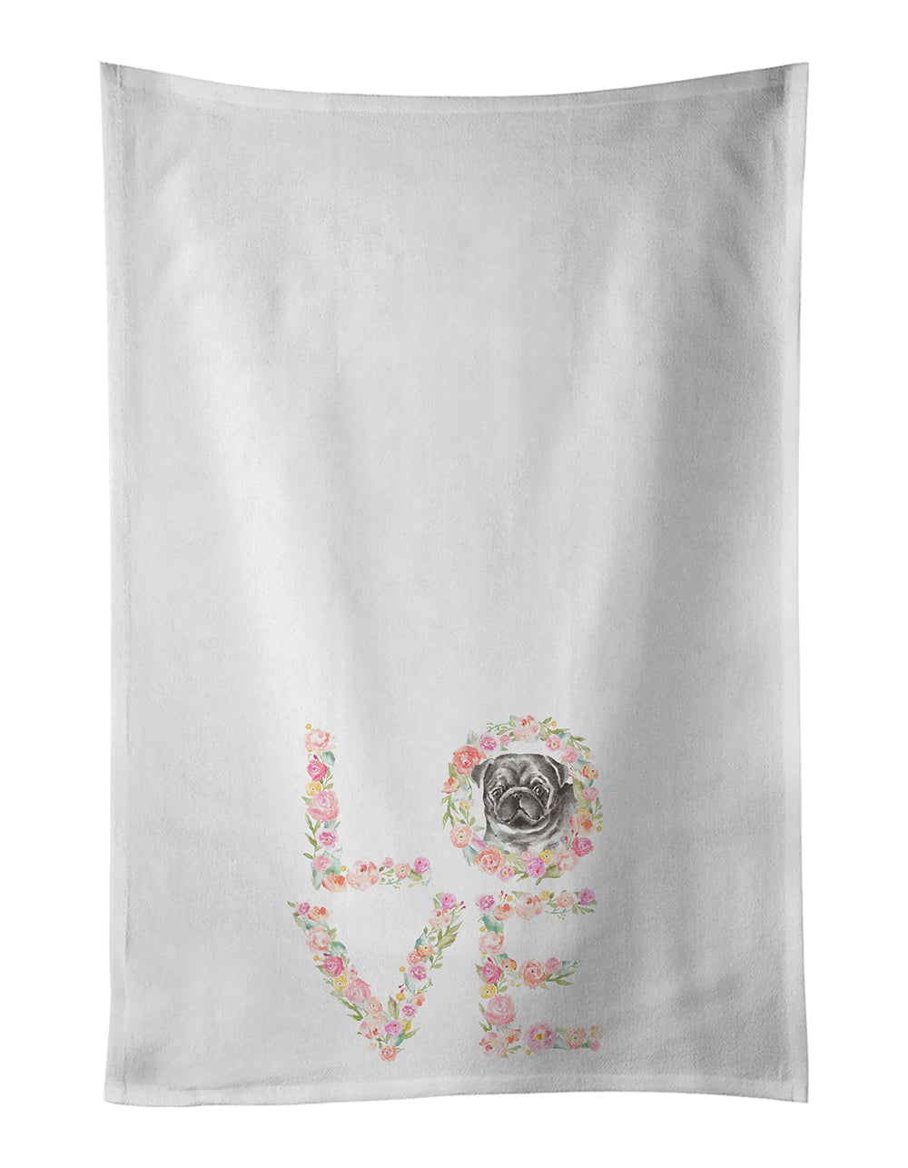 Buy this Pug #8 LOVE White Kitchen Towel Set of 2