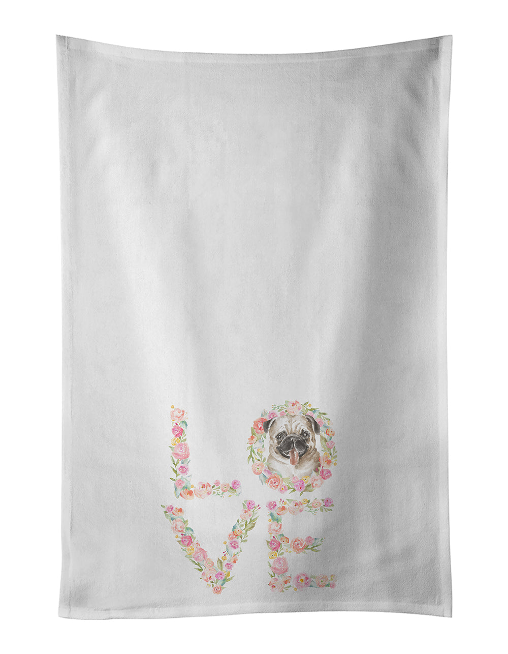 Buy this Pug #9 LOVE White Kitchen Towel Set of 2