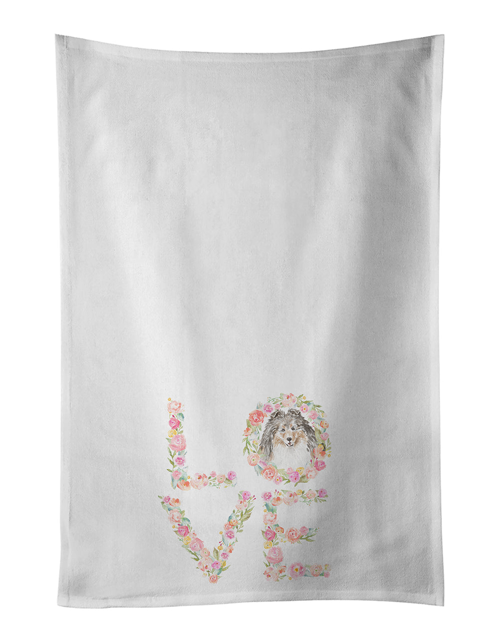 Buy this Sheltie #6 LOVE White Kitchen Towel Set of 2