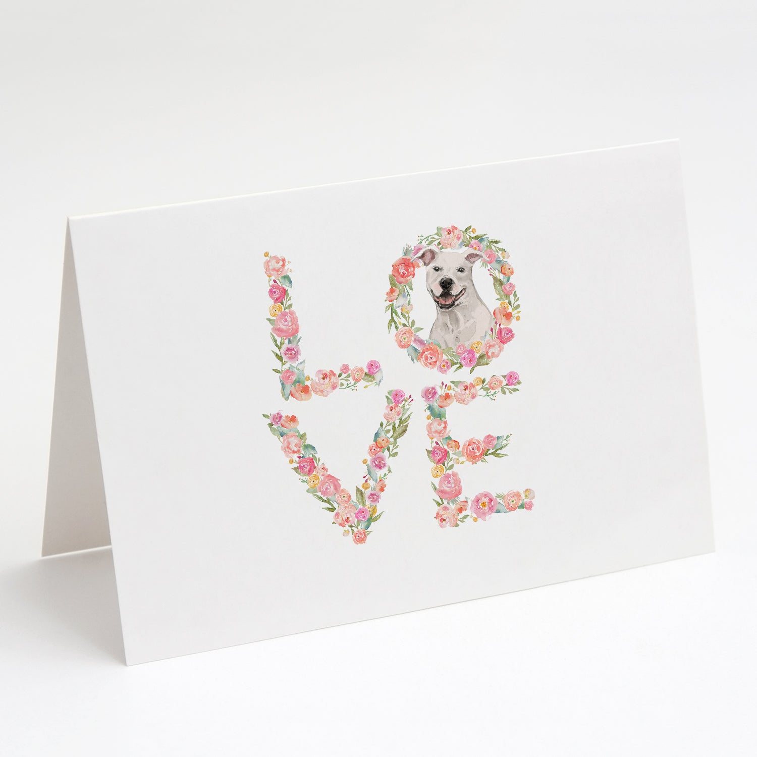 Buy this Staffordshire Bull Terrier White Love Greeting Cards and Envelopes Pack of 8