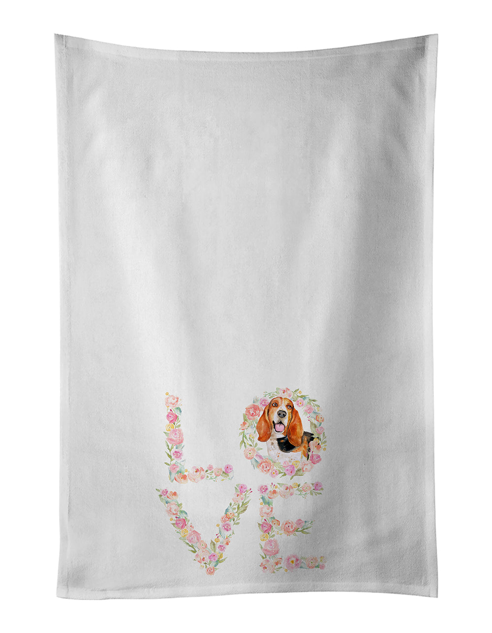 Buy this Basset Hound Love White Kitchen Towel Set of 2 Dish Towels