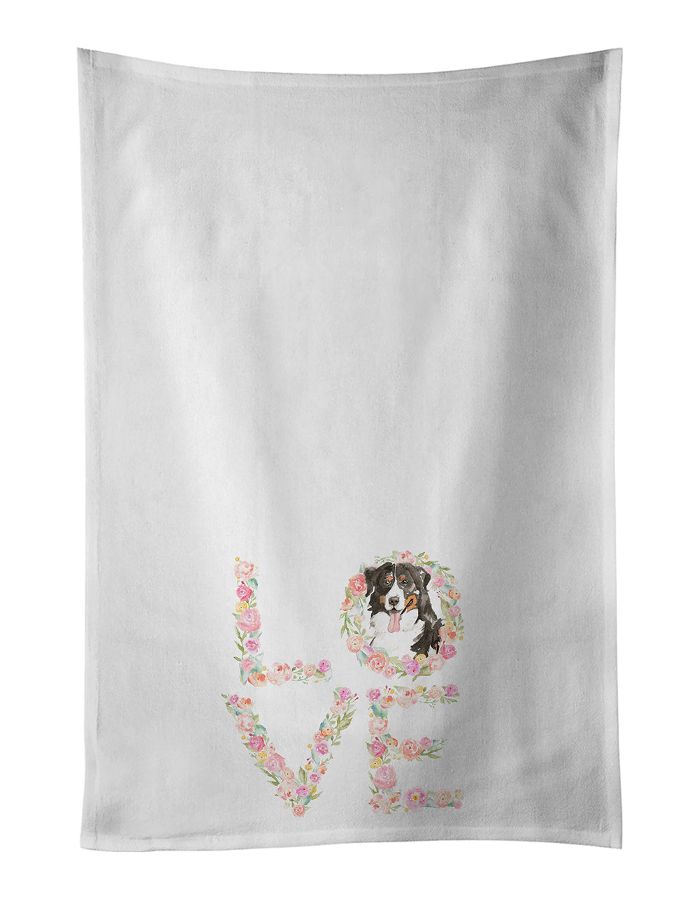 Buy this Bernese Mountain Dog Love White Kitchen Towel Set of 2 Dish Towels