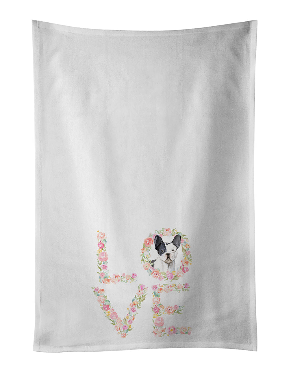 Buy this French Bulldog Love White Kitchen Towel Set of 2 Dish Towels