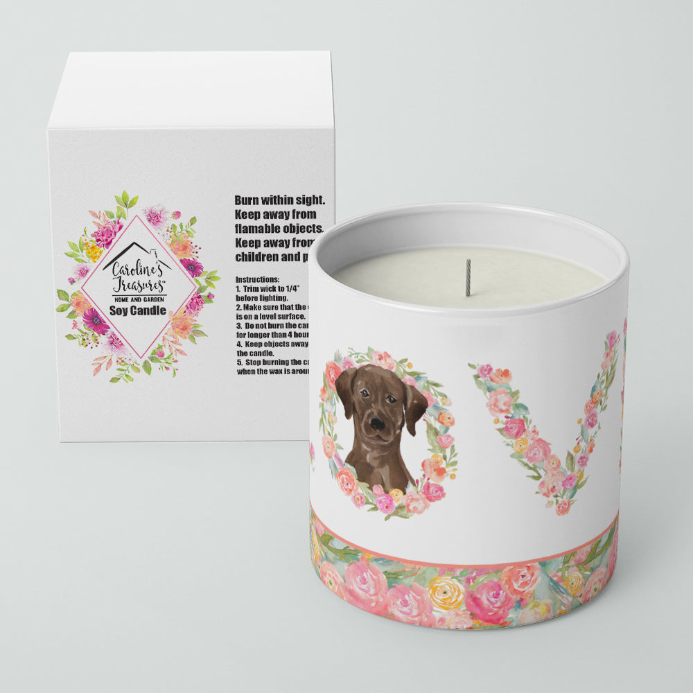 Chocolate Labrador Retriever Love 10 oz Decorative Soy Candle - the-store.com