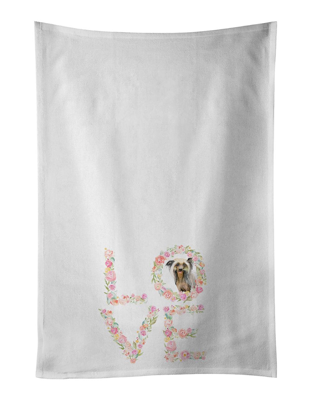 Buy this Chinese Crested Love White Kitchen Towel Set of 2 Dish Towels