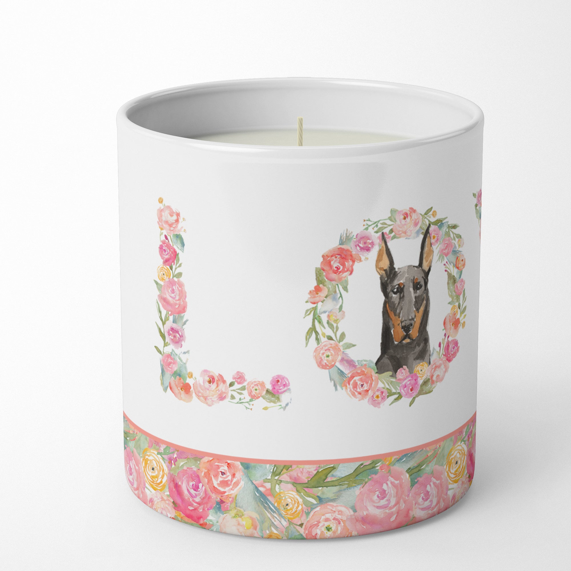 Buy this Doberman Pinscher Love 10 oz Decorative Soy Candle
