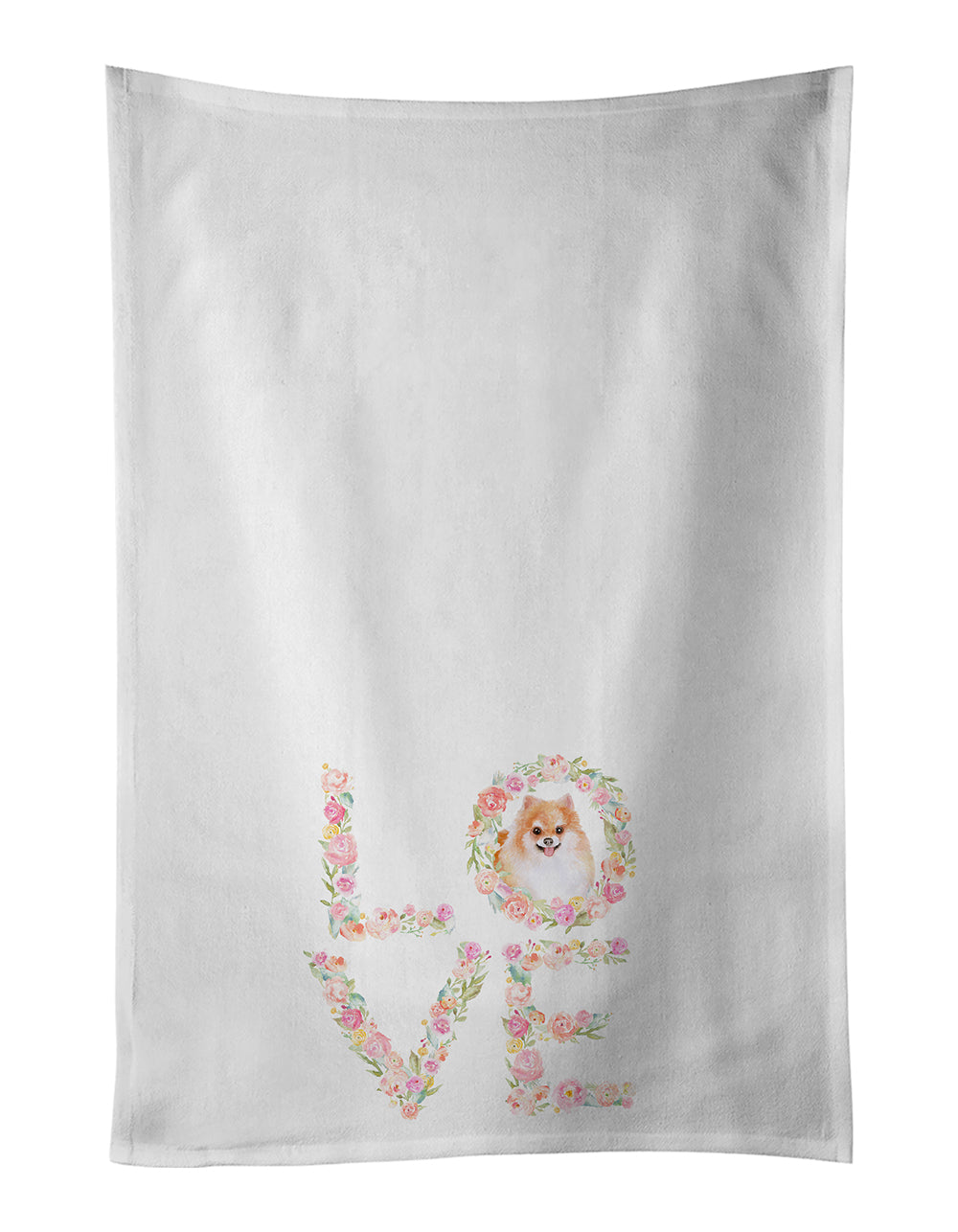 Buy this Pomeranian Love White Kitchen Towel Set of 2 Dish Towels