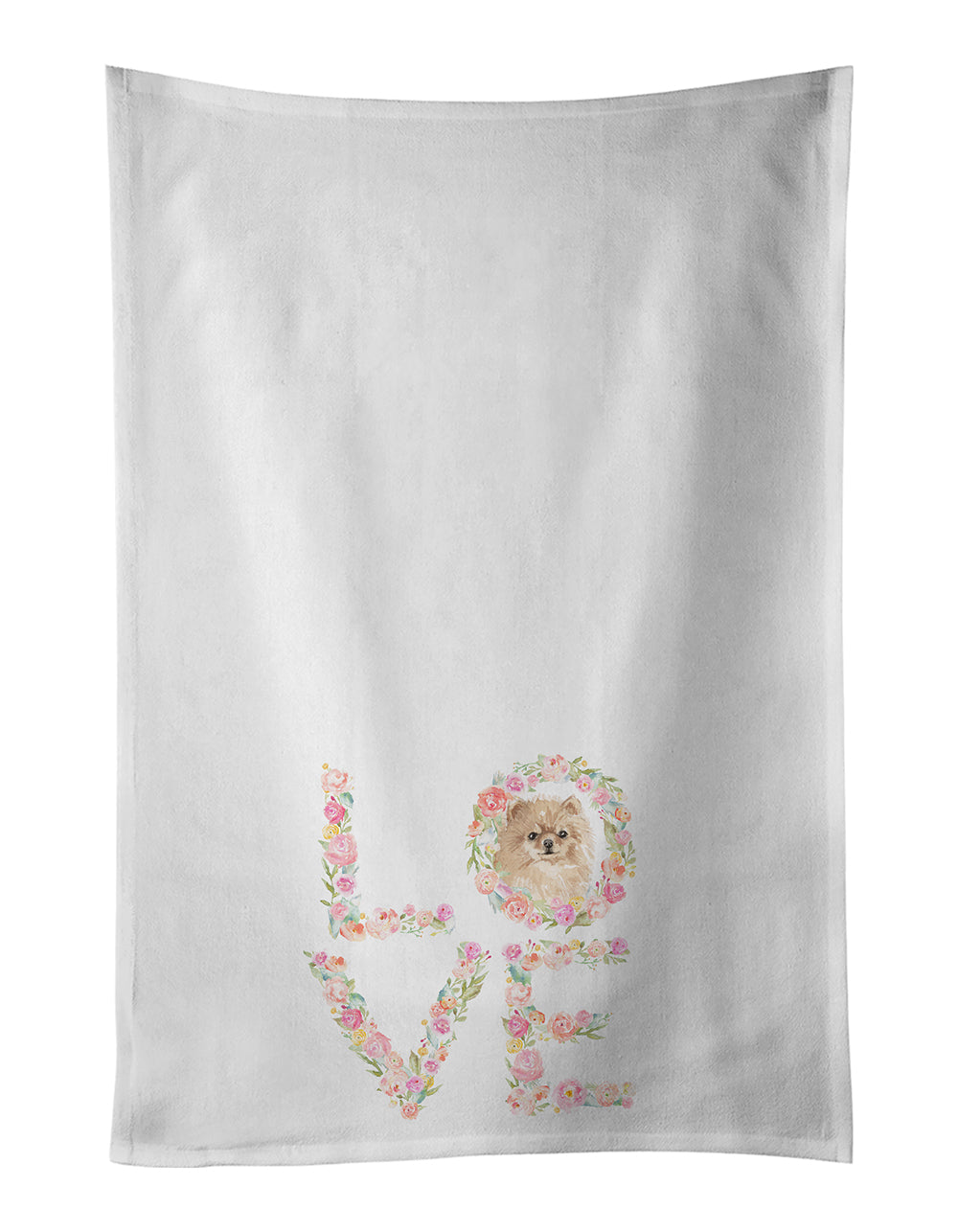 Buy this Pomeranian #3 Love White Kitchen Towel Set of 2 Dish Towels