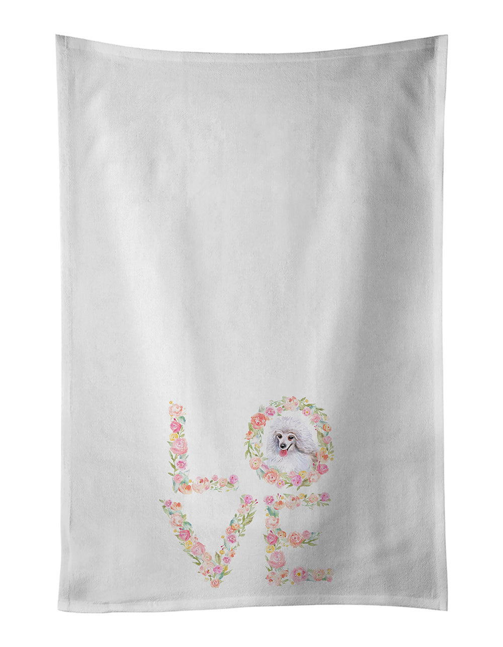 Buy this White Poodle Love White Kitchen Towel Set of 2 Dish Towels