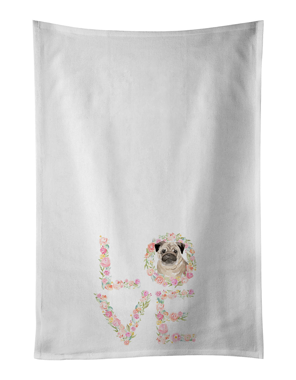Buy this Pug #2 Love White Kitchen Towel Set of 2 Dish Towels