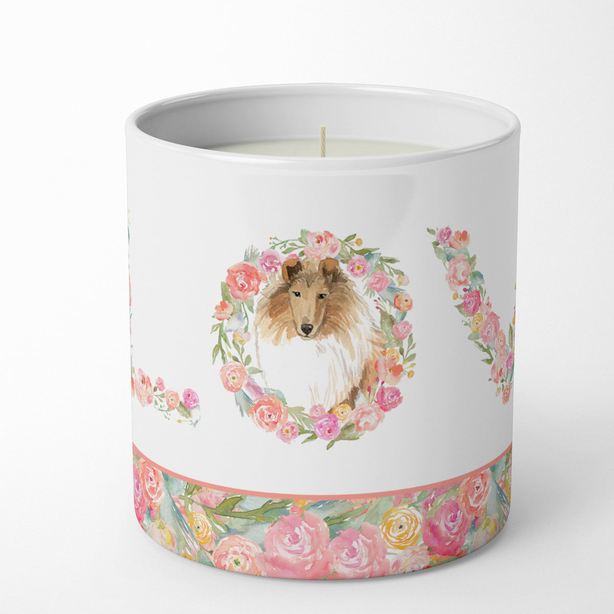 Caroline's Treasures Rough Collie Love 10 oz Decorative Soy Candle