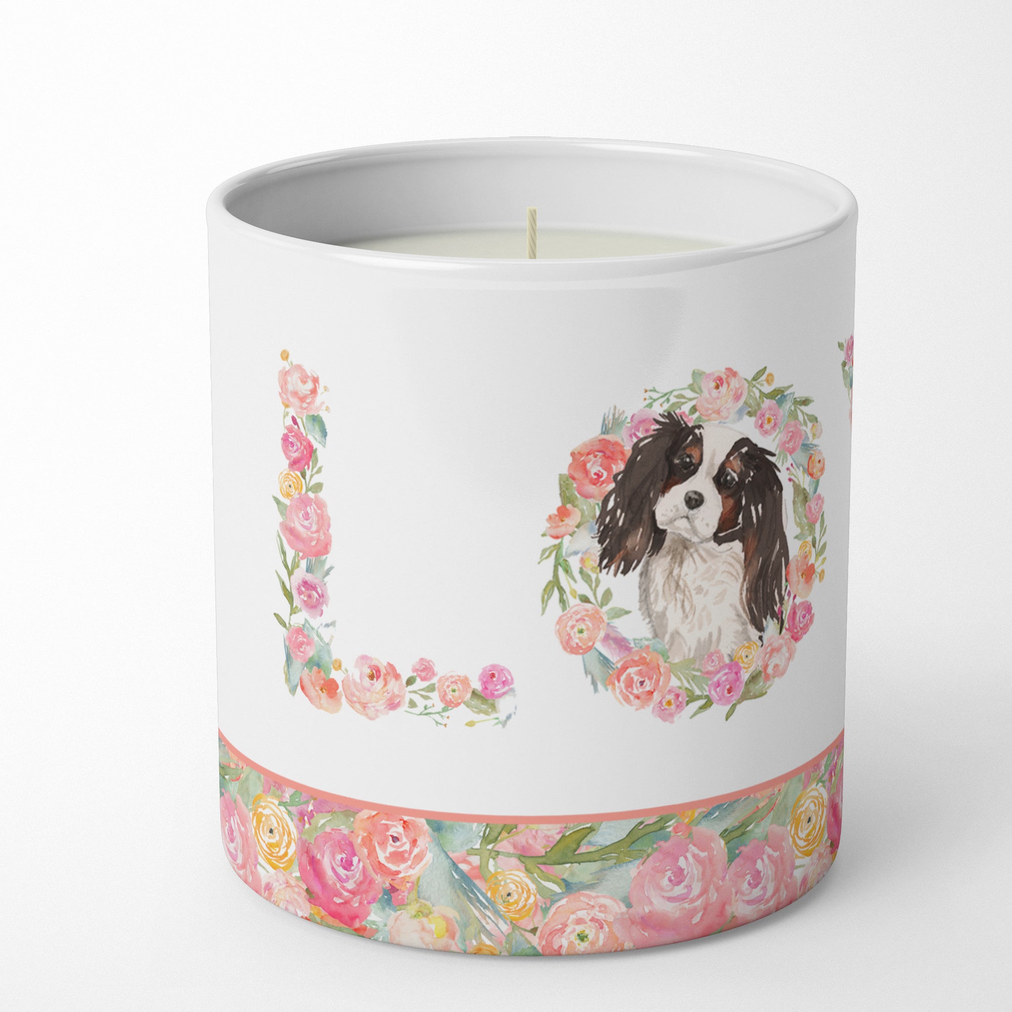 Tricolor Cavalier King Charles Spaniel Love 10 oz Decorative Soy Candle - the-store.com