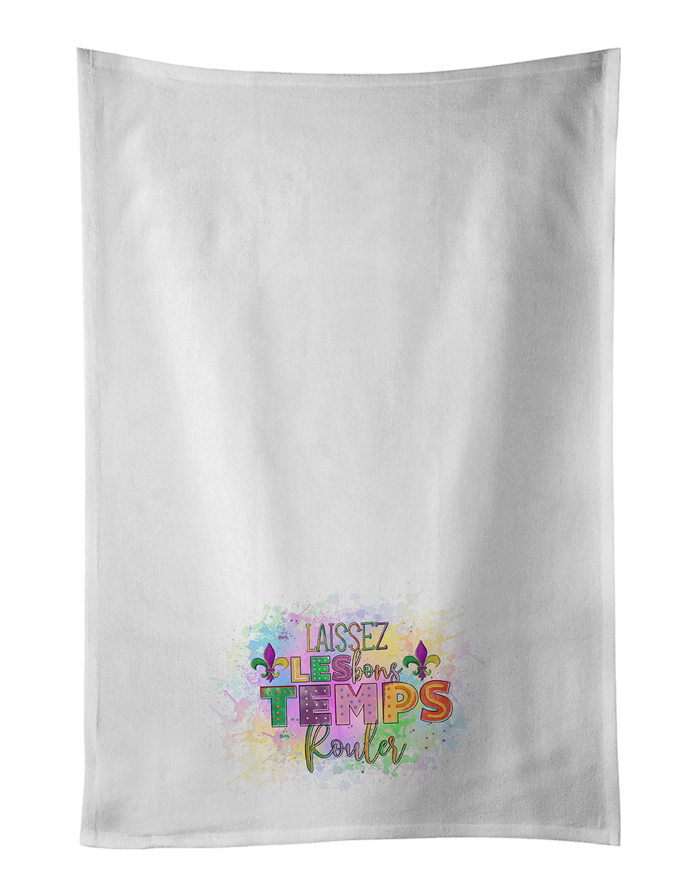 Buy this Laissex Les bons Temps Rouler Mardi Gras White Kitchen Towel Set of 2 Dish Towels