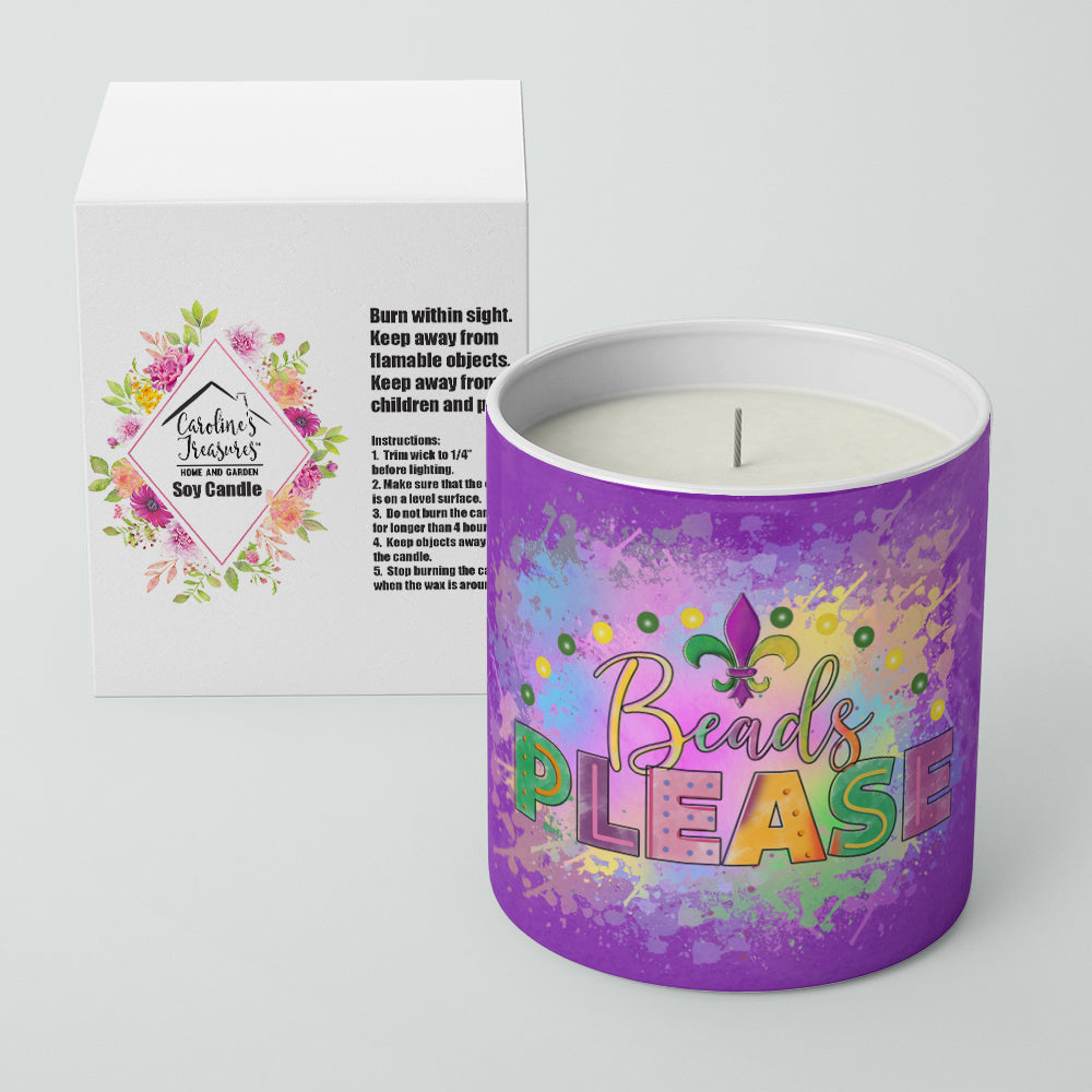 Beads Please Mardi Gras 10 oz Decorative Soy Candle - the-store.com