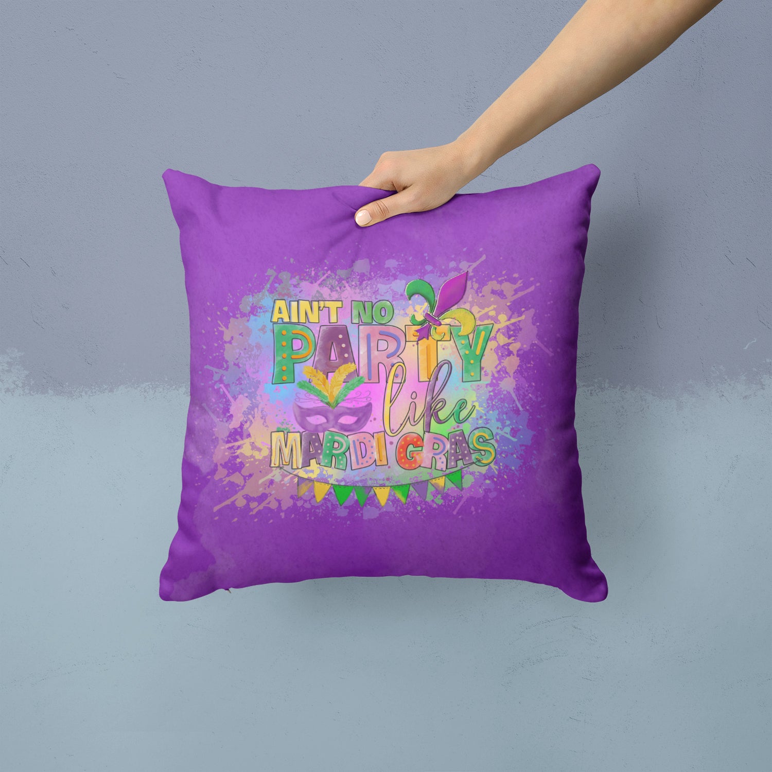 Buy this Ain't No Party Like Mardi Gras Fabric Decorative Pillow