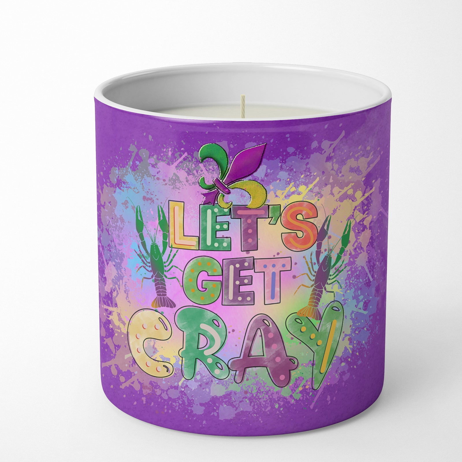 Buy this Let's Get Cray Mardi Gras 10 oz Decorative Soy Candle