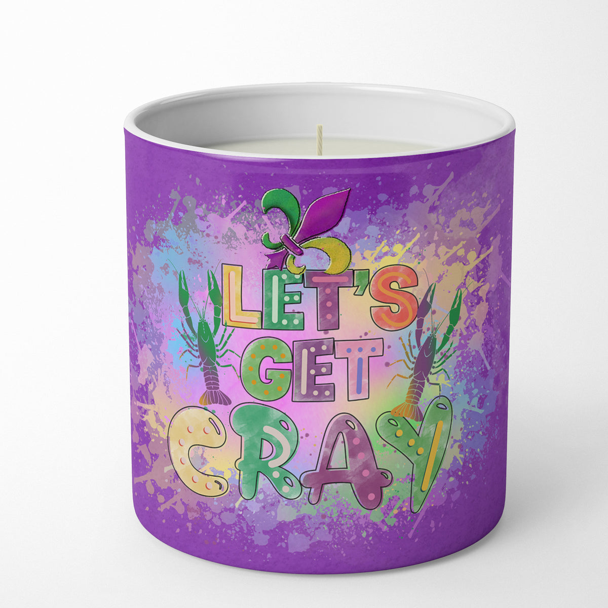 Buy this Let&#39;s Get Cray Mardi Gras 10 oz Decorative Soy Candle