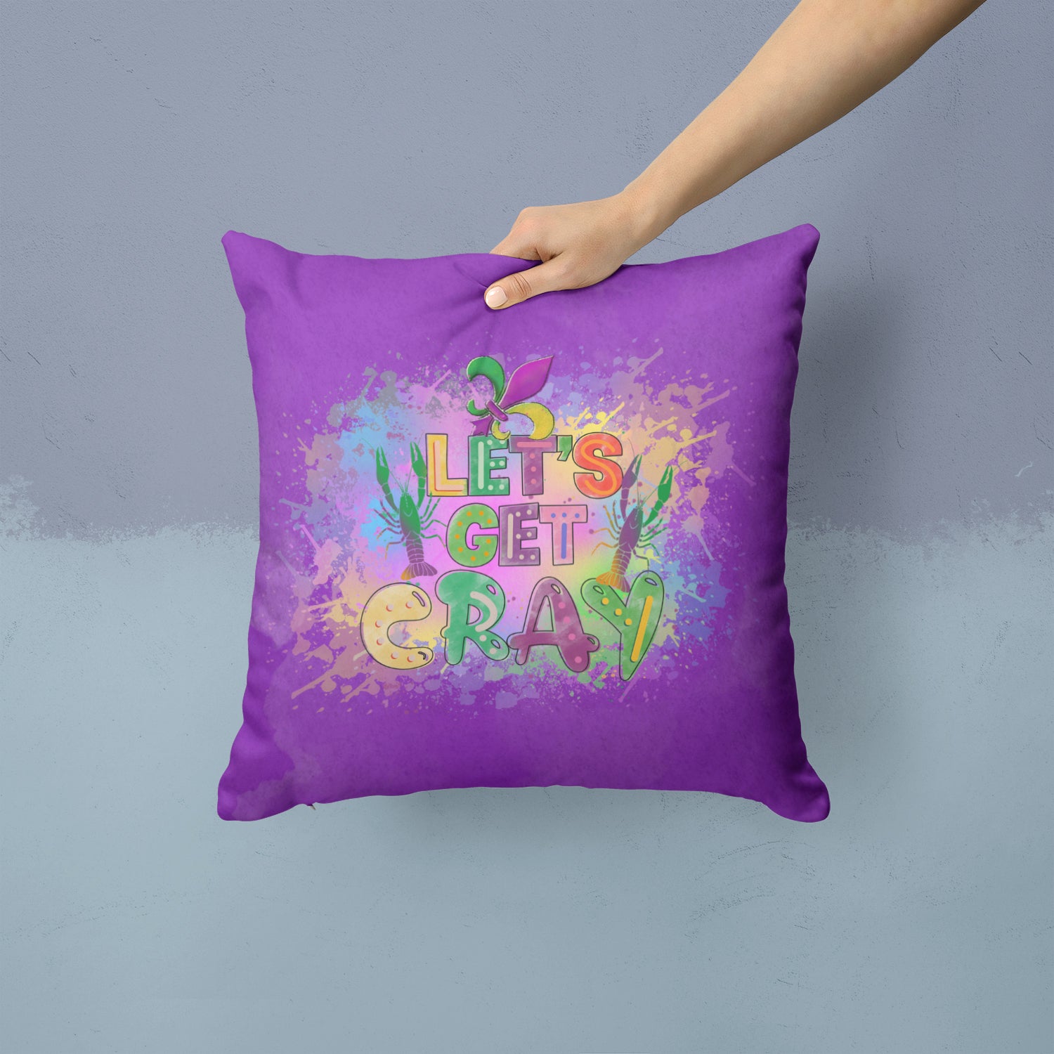 Let's Get Cray Mardi Gras Fabric Decorative Pillow - the-store.com