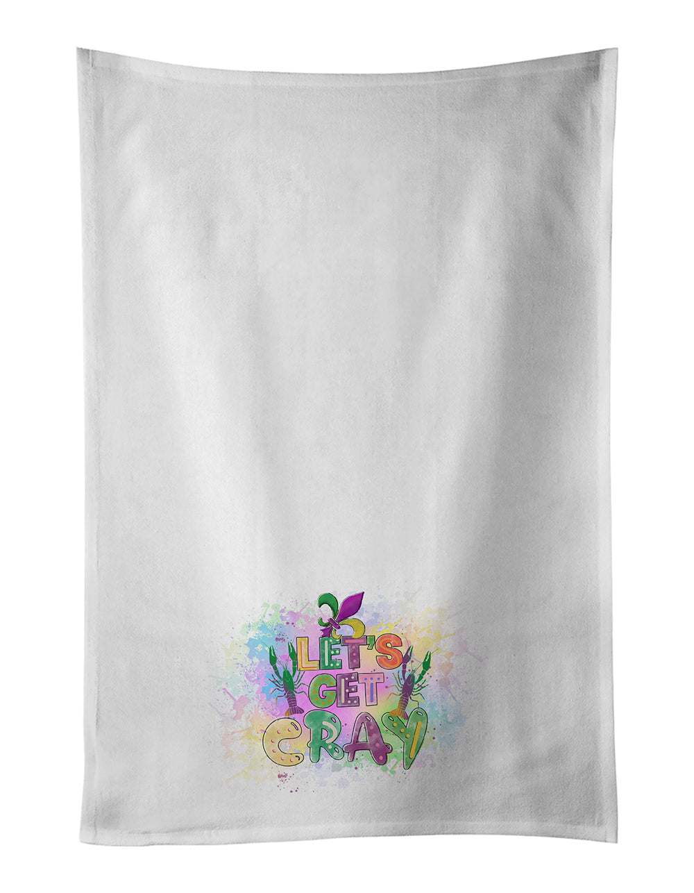 Buy this Let's Get Cray Mardi Gras White Kitchen Towel Set of 2 Dish Towels