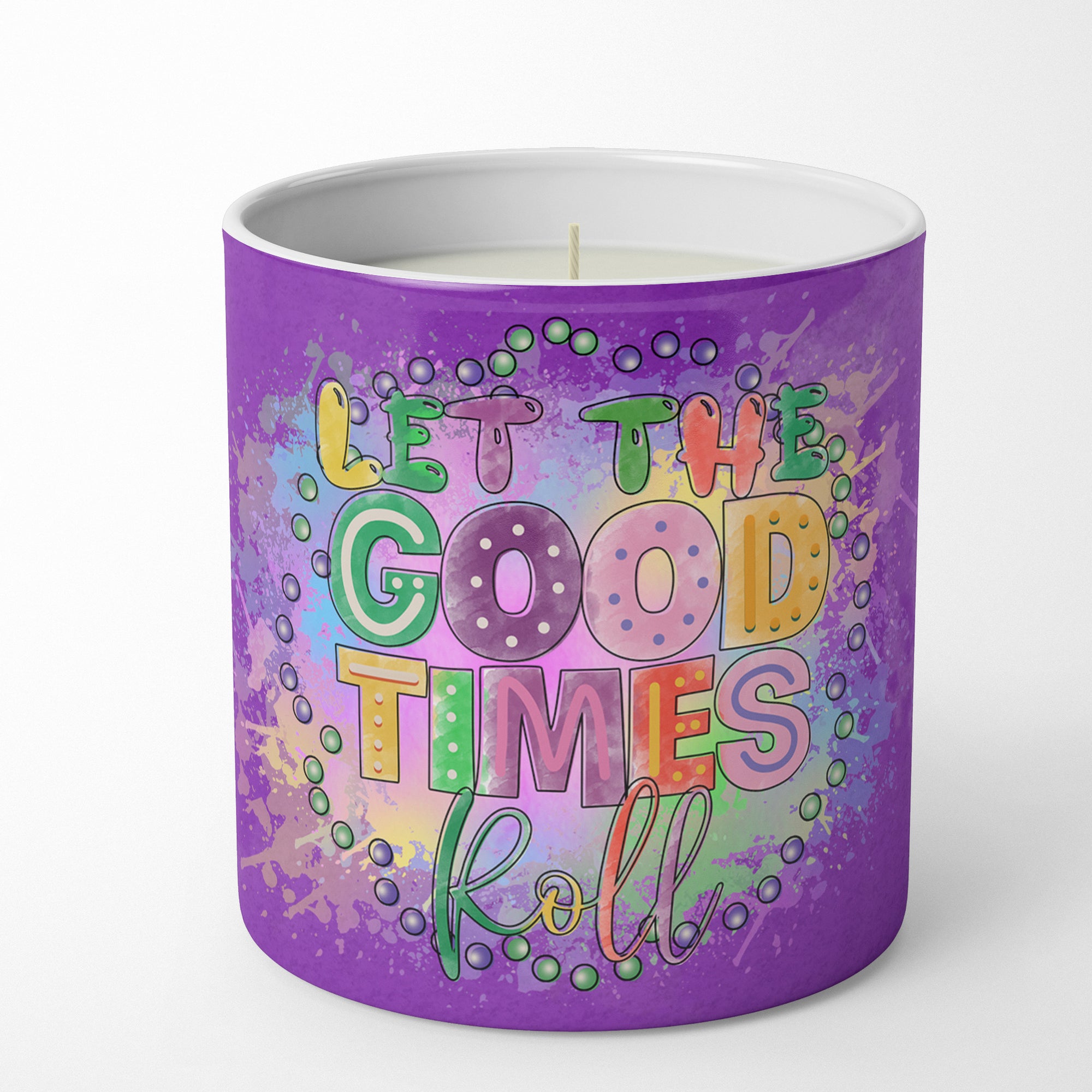 Buy this Let the Good Times Roll Mardi Gras 10 oz Decorative Soy Candle