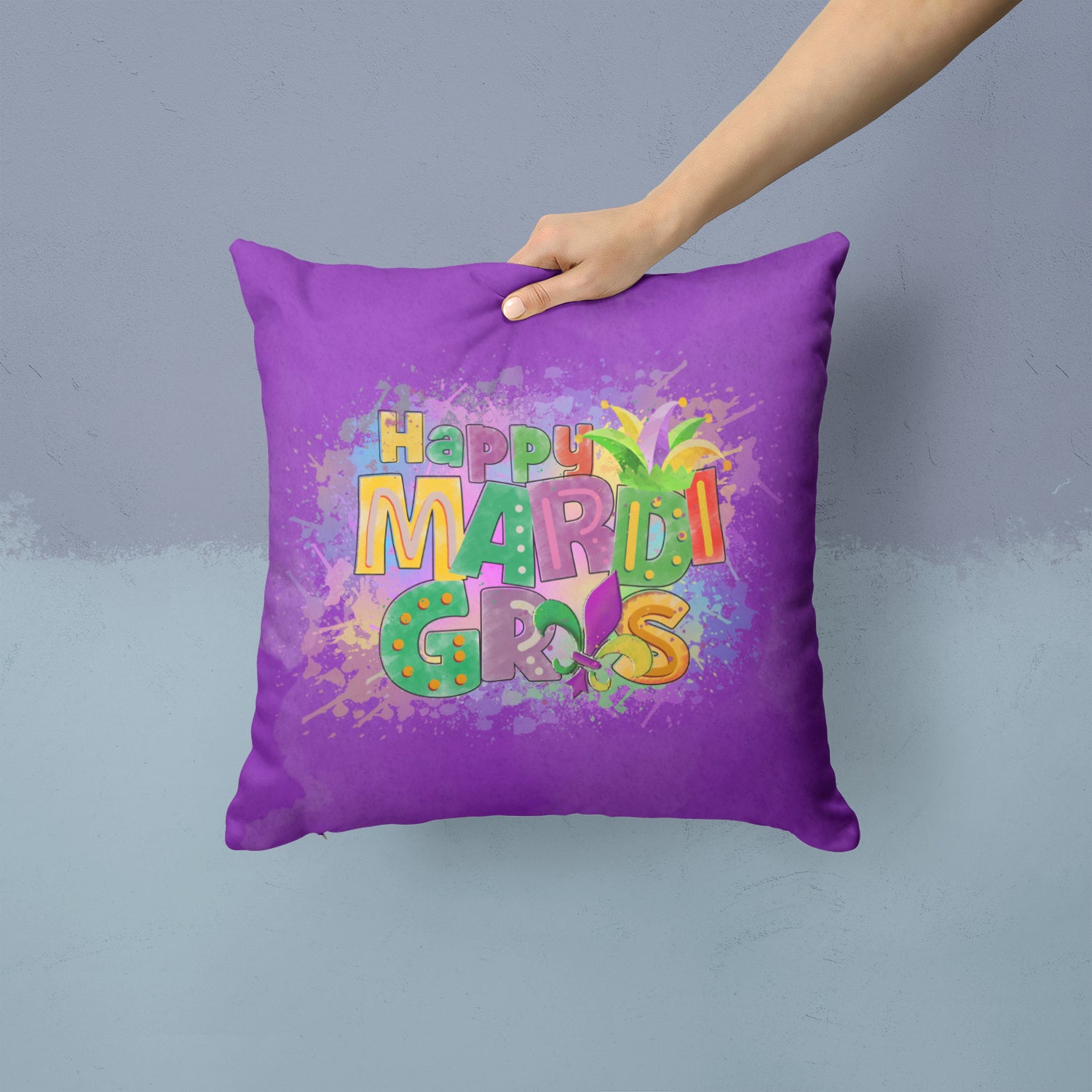 Happy Mardi Gras Fabric Decorative Pillow - the-store.com
