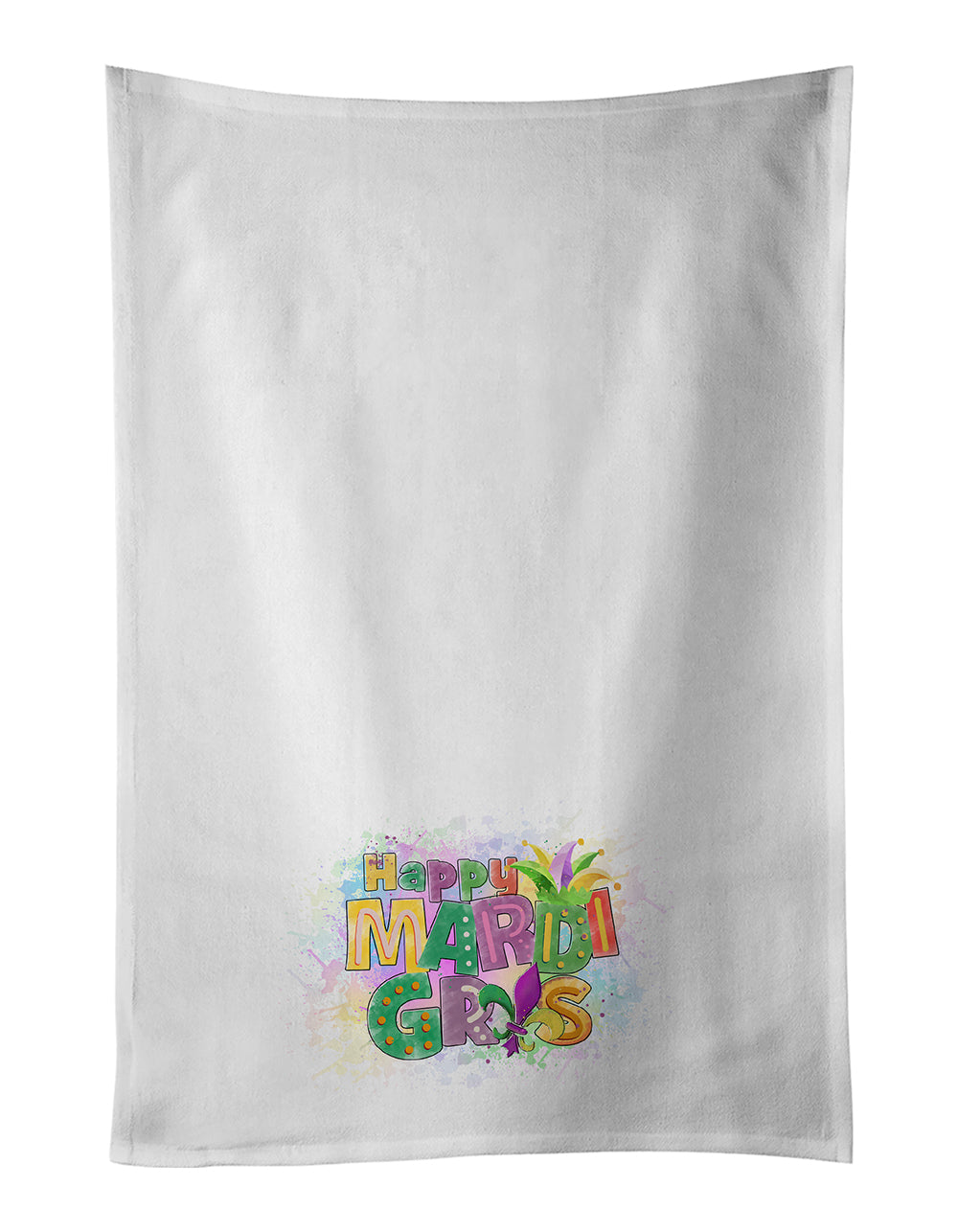 Buy this Happy Mardi Gras White Kitchen Towel Set of 2 Dish Towels