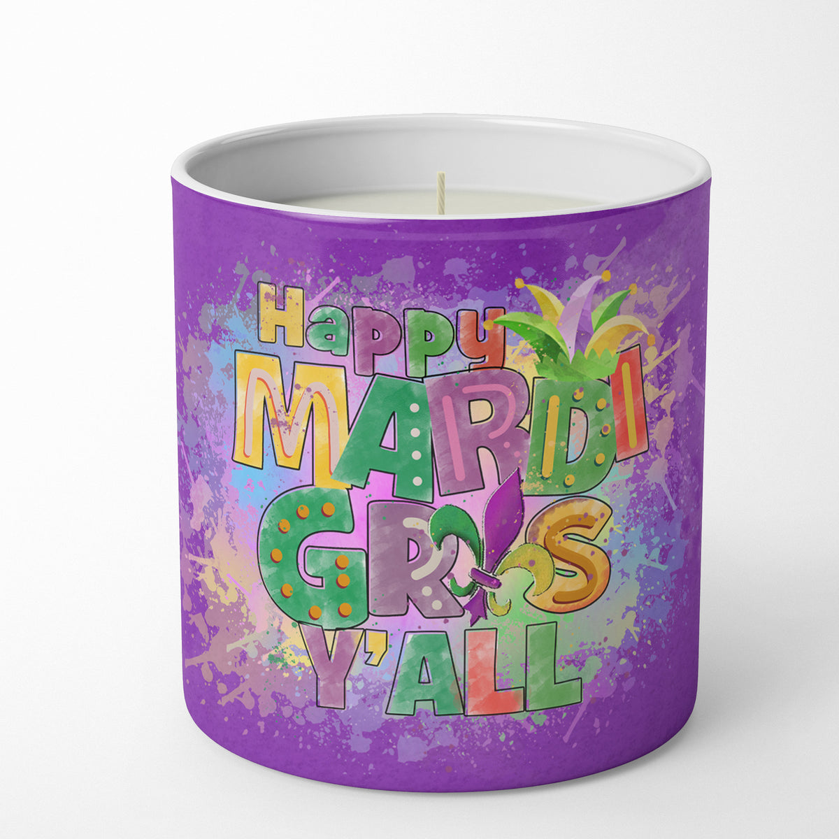 Buy this Happy Mardi Gras Y&#39;all 10 oz Decorative Soy Candle