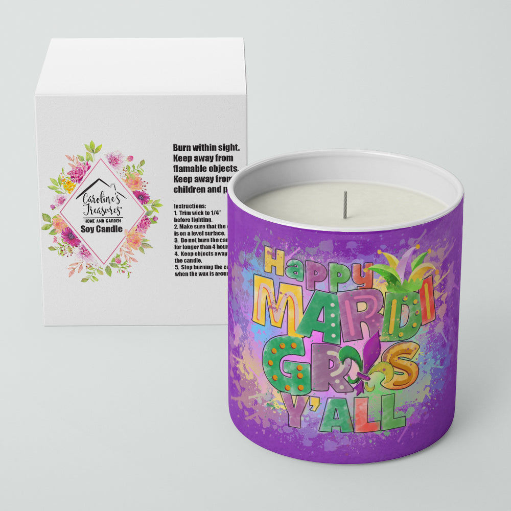 Happy Mardi Gras Y'all 10 oz Decorative Soy Candle - the-store.com