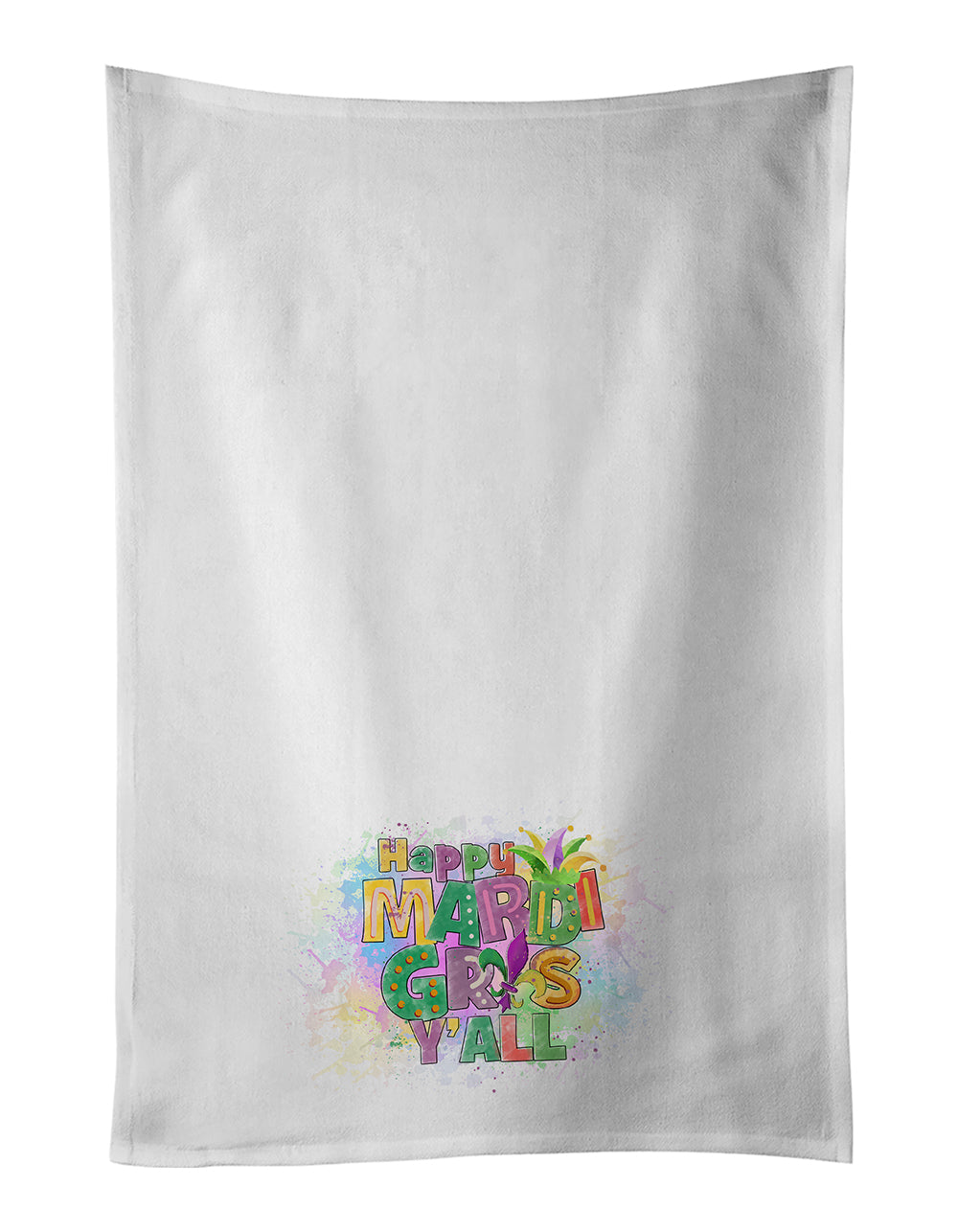 Buy this Happy Mardi Gras Y&#39;all White Kitchen Towel Set of 2 Dish Towels