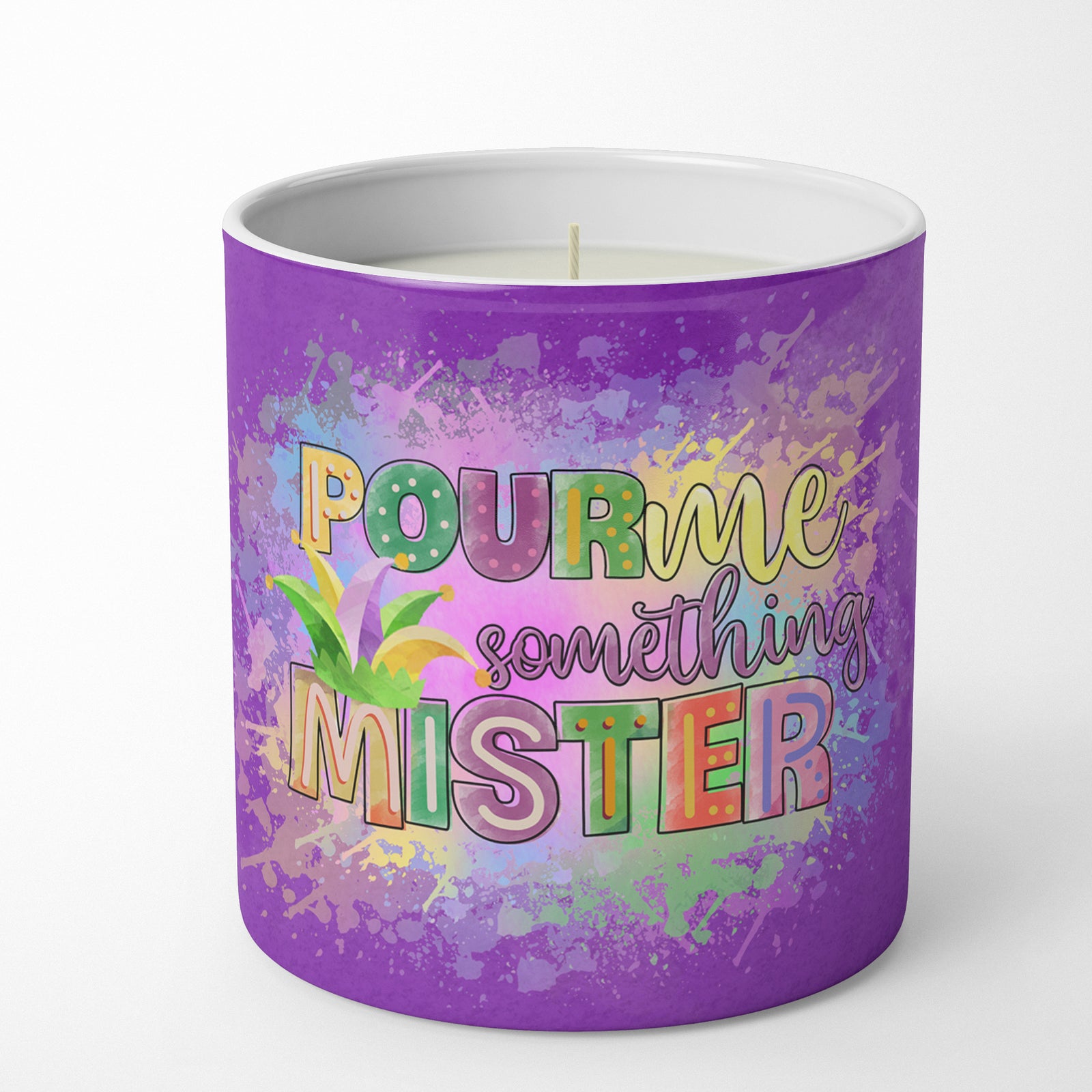 Buy this Pour Me Something Mister Mardi Gras 10 oz Decorative Soy Candle
