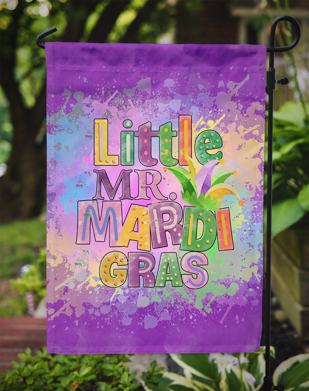 Little Mr. Mardi Gras Flag Garden Size