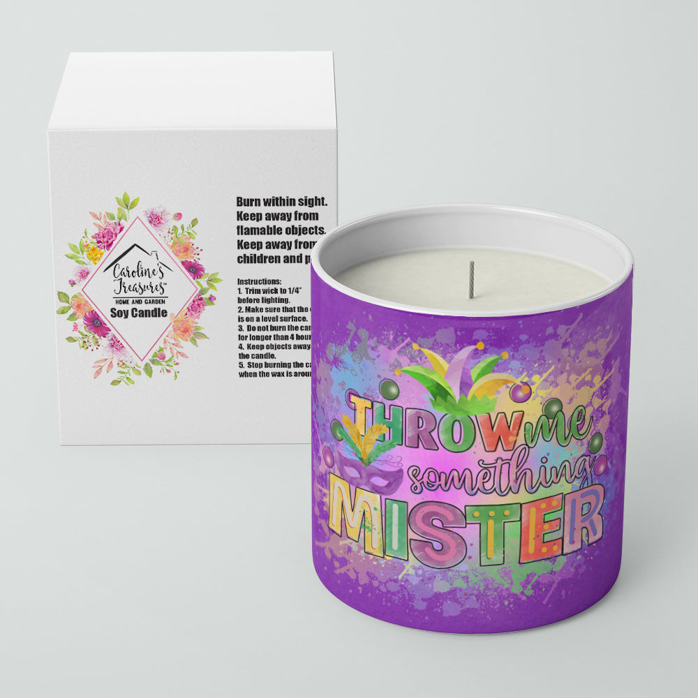Throw me Somethin Mister Mardi Gras 10 oz Decorative Soy Candle - the-store.com