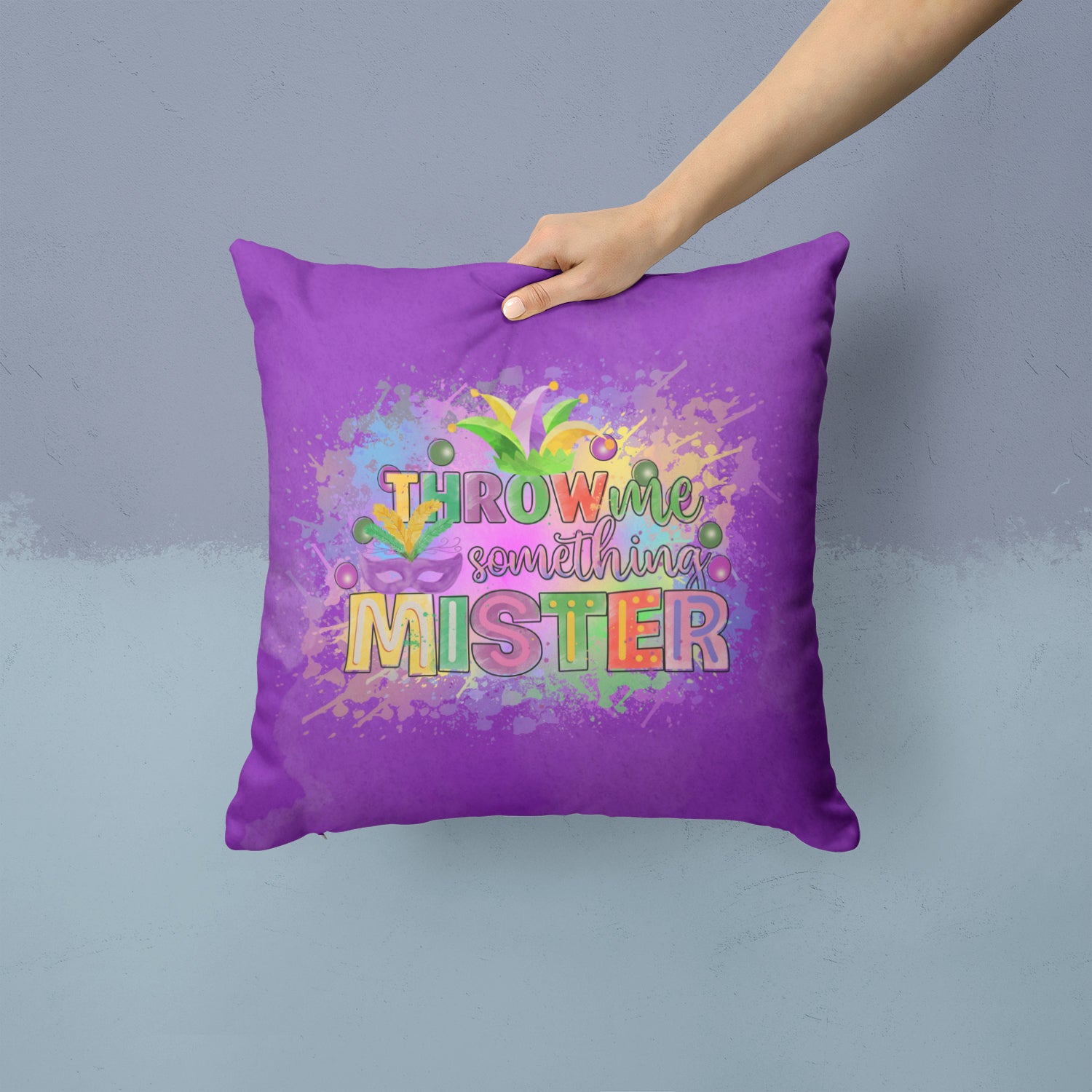 Throw me Somethin Mister Mardi Gras Fabric Decorative Pillow - the-store.com
