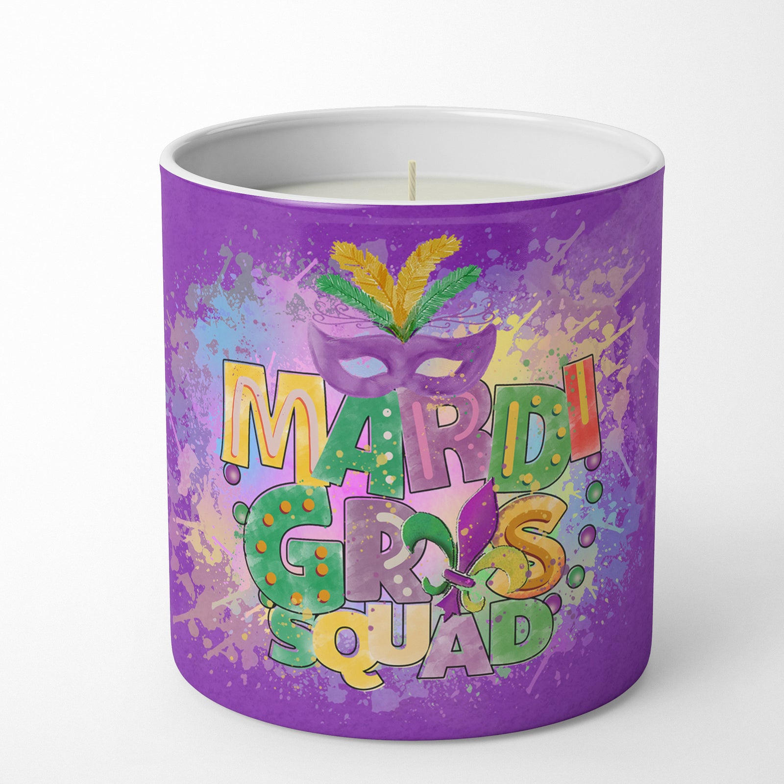 Buy this Mardi Gras Squad 10 oz Decorative Soy Candle