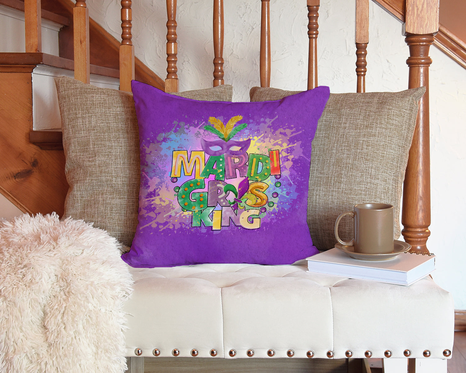 Mardi Gras King Fabric Decorative Pillow - the-store.com