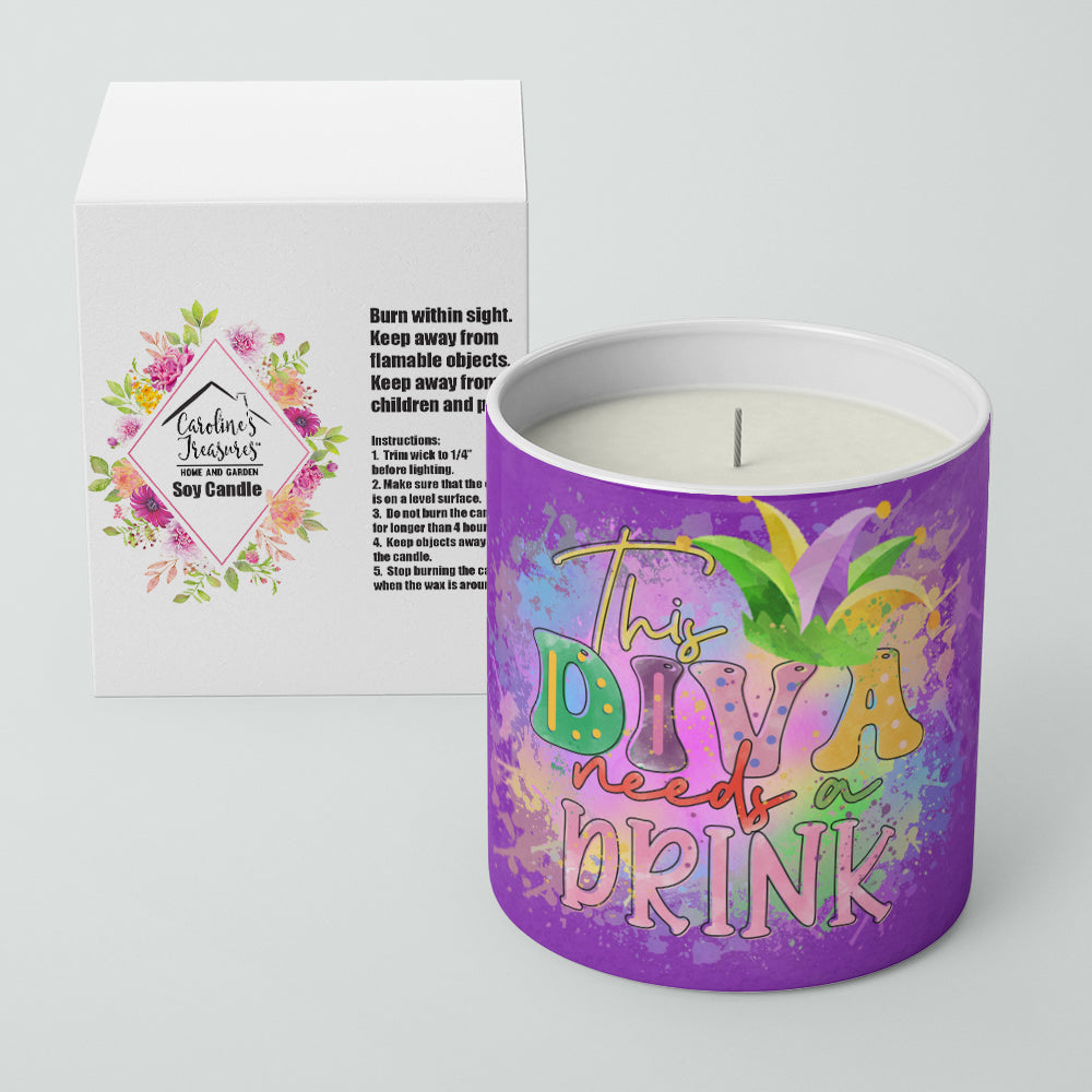 Buy this This Diva needs a Drink Mardi Gras 10 oz Decorative Soy Candle