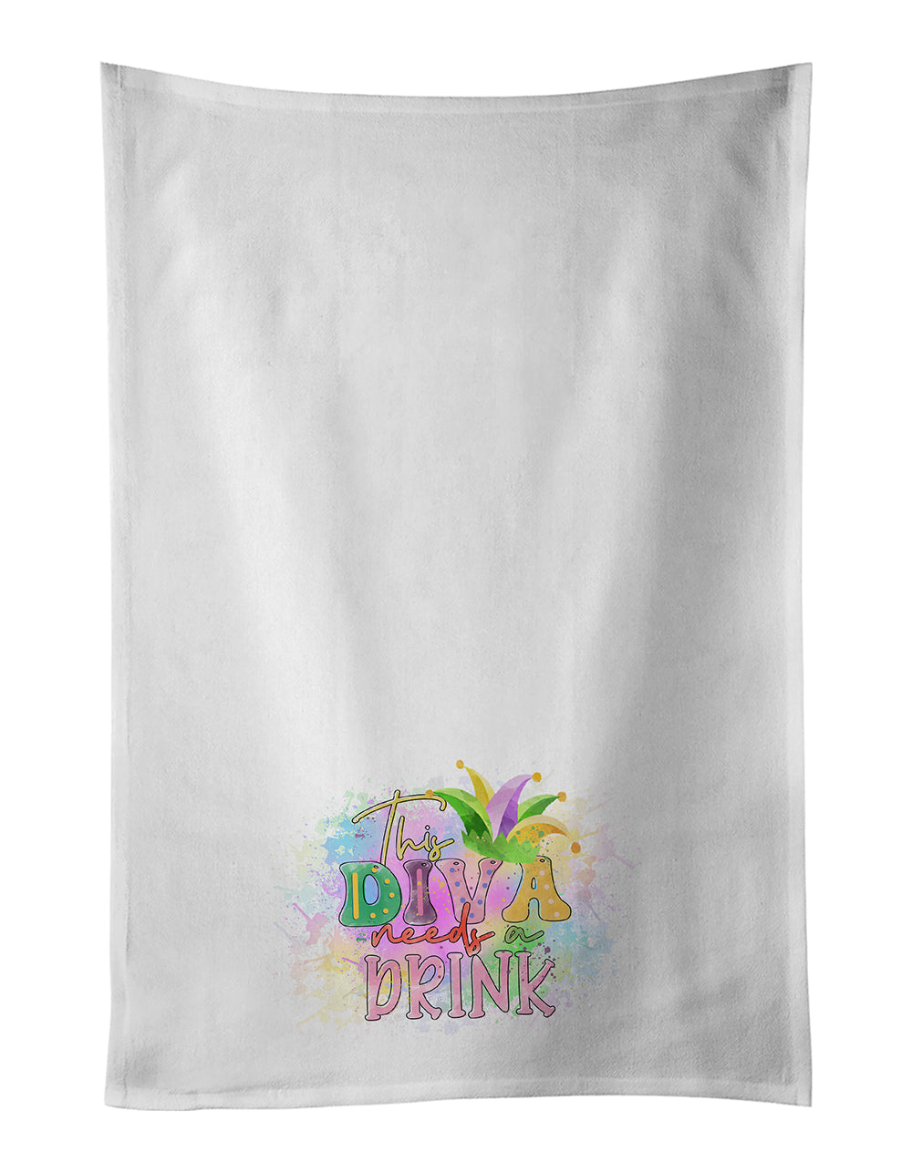 Buy this This Diva needs a Drink Mardi Gras White Kitchen Towel Set of 2 Dish Towels