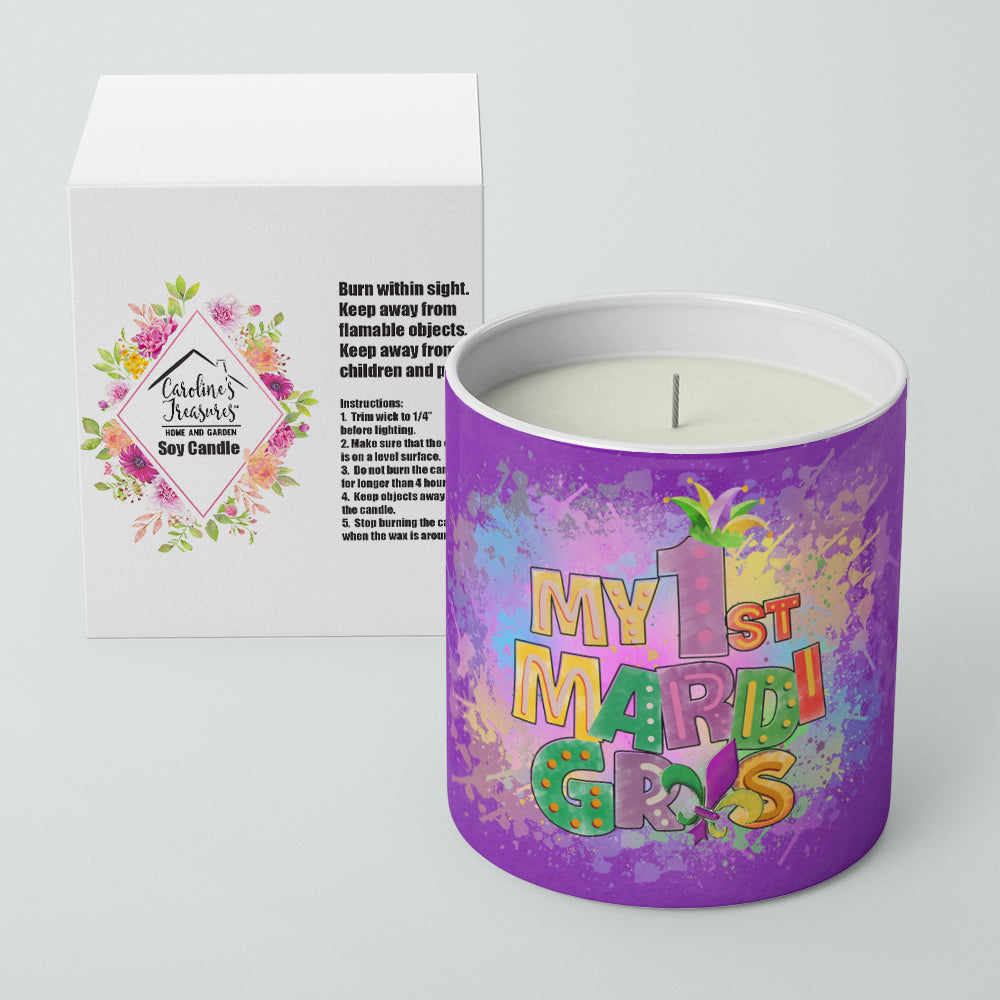 My 1st Mardi Gras 10 oz Decorative Soy Candle - the-store.com