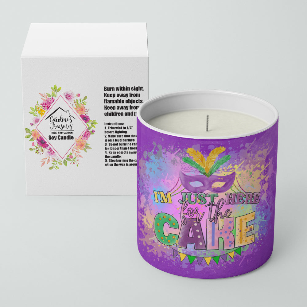 I am Just Here for Cake Mardi Gras 10 oz Decorative Soy Candle - the-store.com
