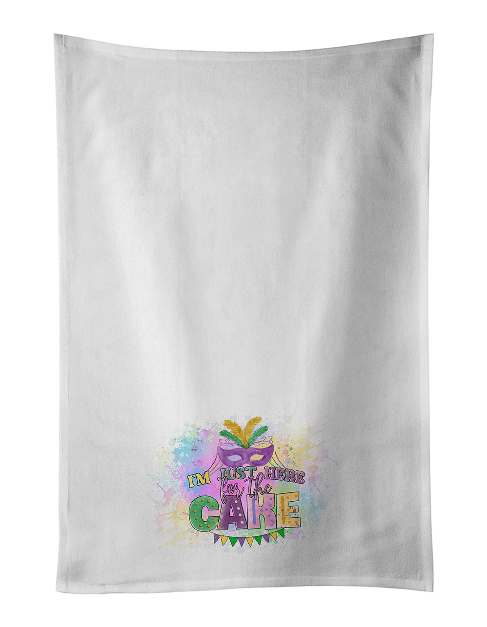 Buy this I am Just Here for Cake Mardi Gras White Kitchen Towel Set of 2 Dish Towels