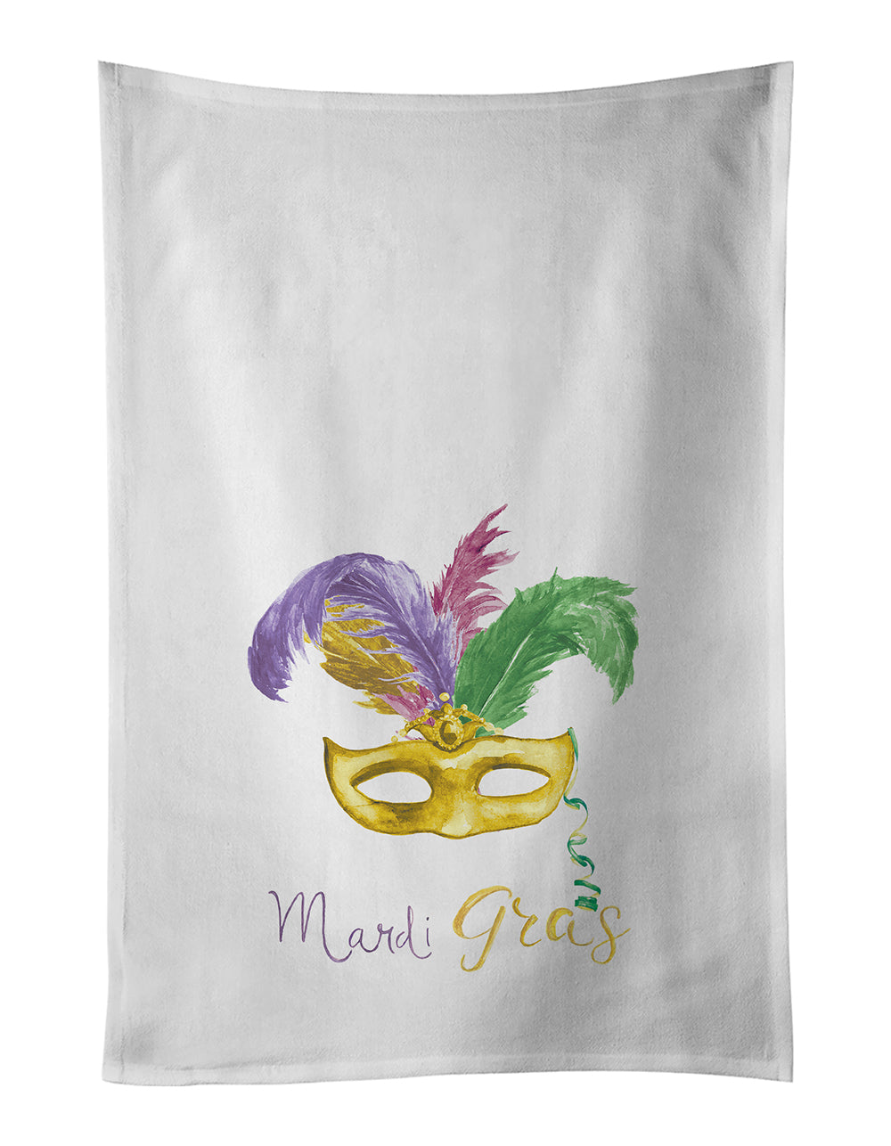 Buy this Yellow Mask Mardi Gras White Kitchen Towel Set of 2 Dish Towels