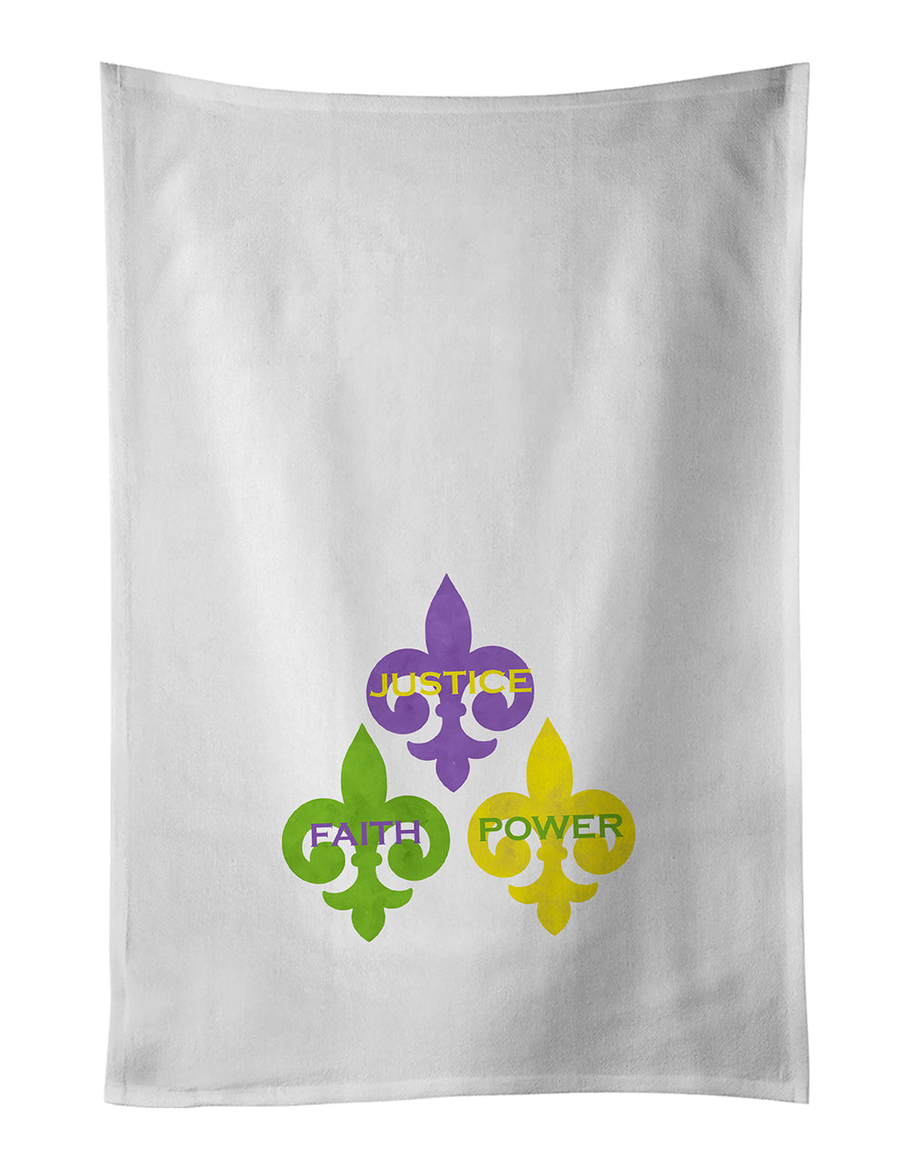 Buy this Justice Faith Power Mardi Gras White Kitchen Towel Set of 2 Dish Towels