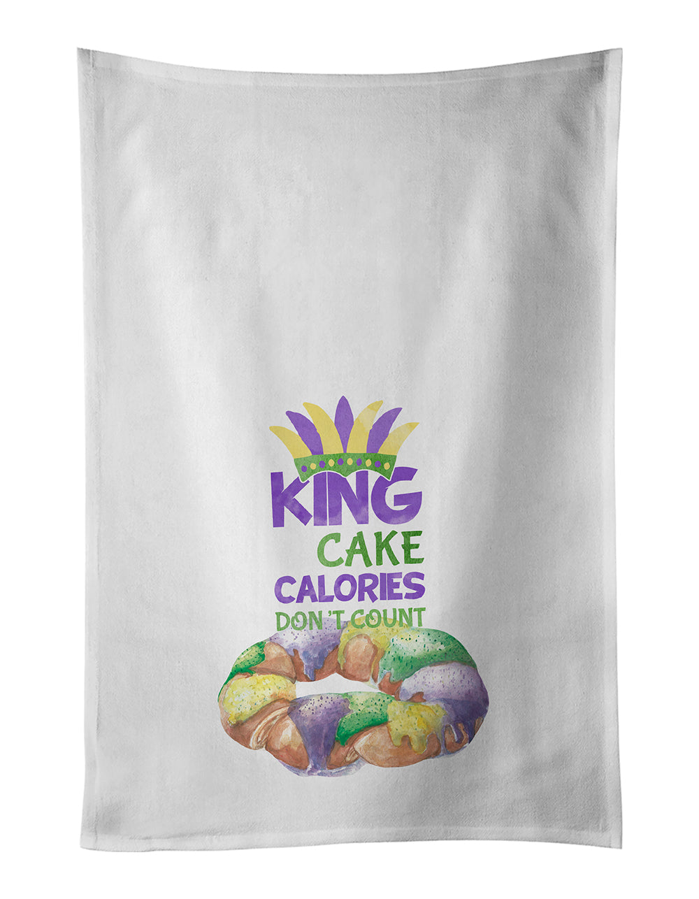 Buy this King Cake Calories Don't Count Mardi Gras White Kitchen Towel Set of 2 Dish Towels