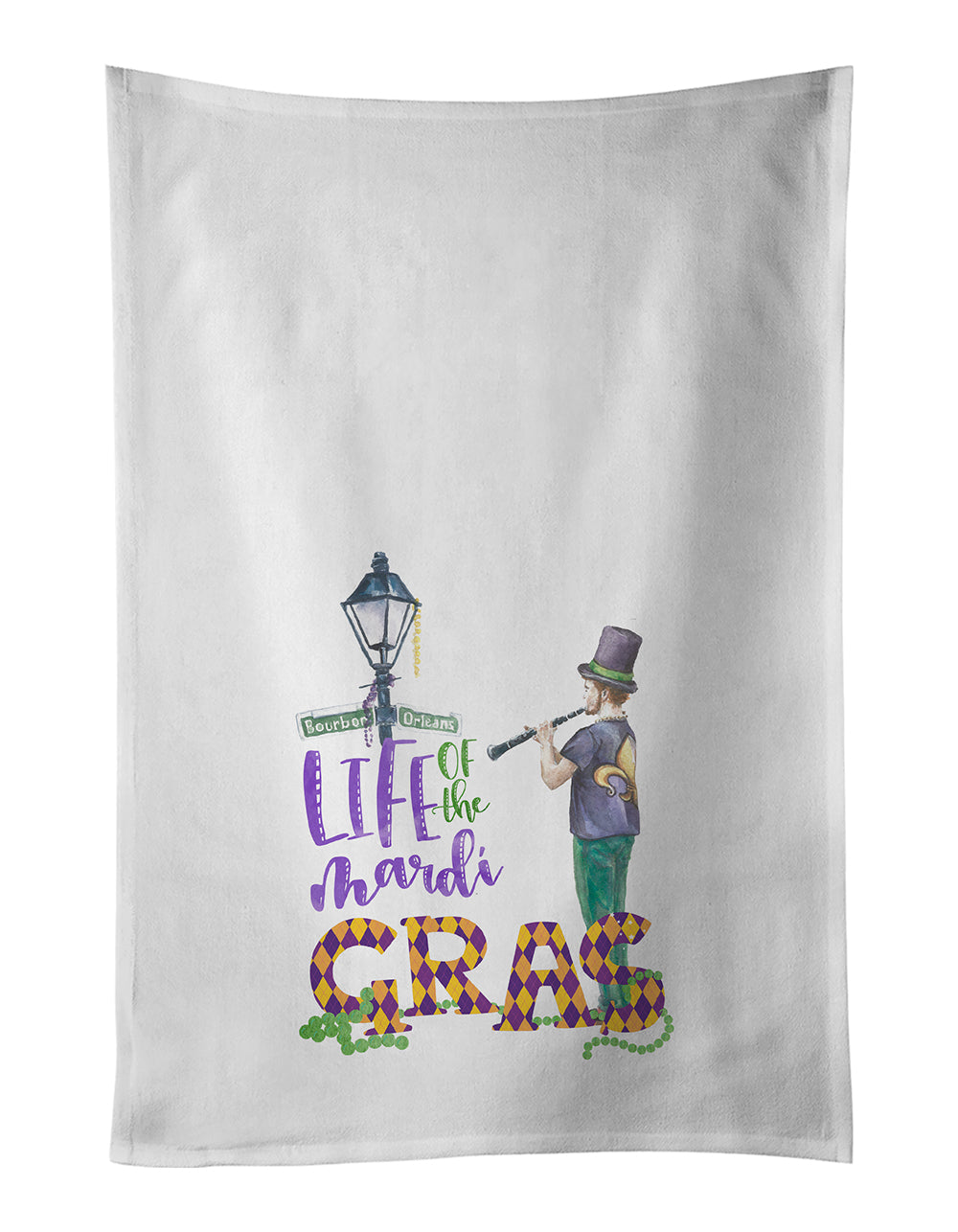 Buy this Life of the Mardi Gras White Kitchen Towel Set of 2 Dish Towels