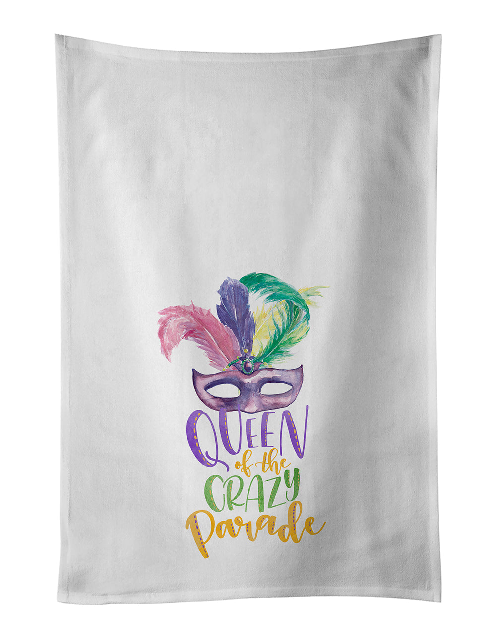 Buy this Queen of the Crazy Parade Mardi Gras White Kitchen Towel Set of 2 Dish Towels